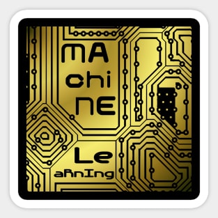 Machine Learning Computer Micro Chip Black Gold Sticker